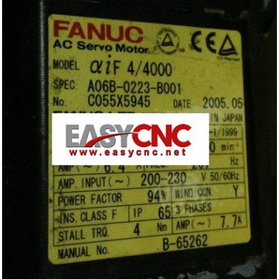 A06B-0223-B001 Fanuc AC servo motor aif 4/4000 used